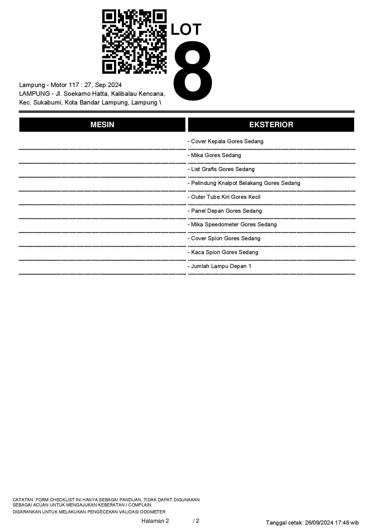 Lelang Motor YAMAHA MIO Z 125 2016 PUTIH LAMPUNG