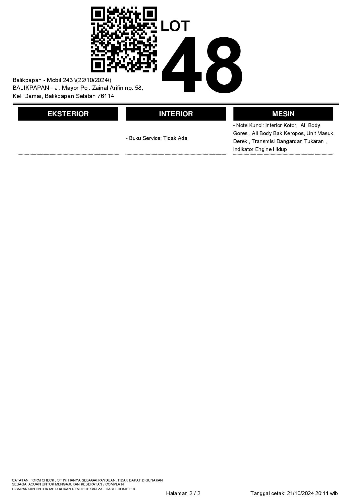 Lelang Mobil DAIHATSU GRAN MAX PU 1.5 MT 2024 PUTIH BALIKPAPAN