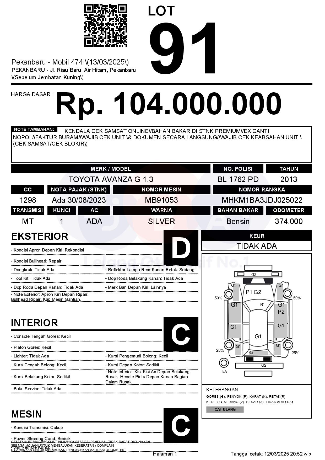 Toyota Avanza G M/T 2013: Kendaraan Andalan Keluarga yang Masih Relevan